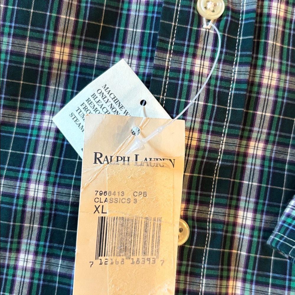 Ralph Lauren “Custom Fit” Blue Plaid Button Down Mens Shirt Size XL NWT New - Picture 3 of 15